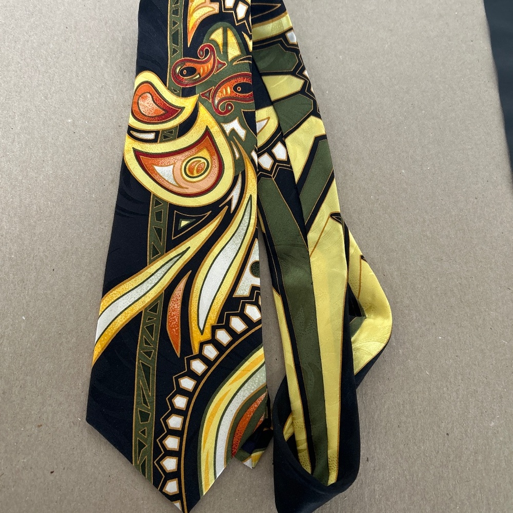 Powerline electric neckwear abstract bold loud Tie silk USA made